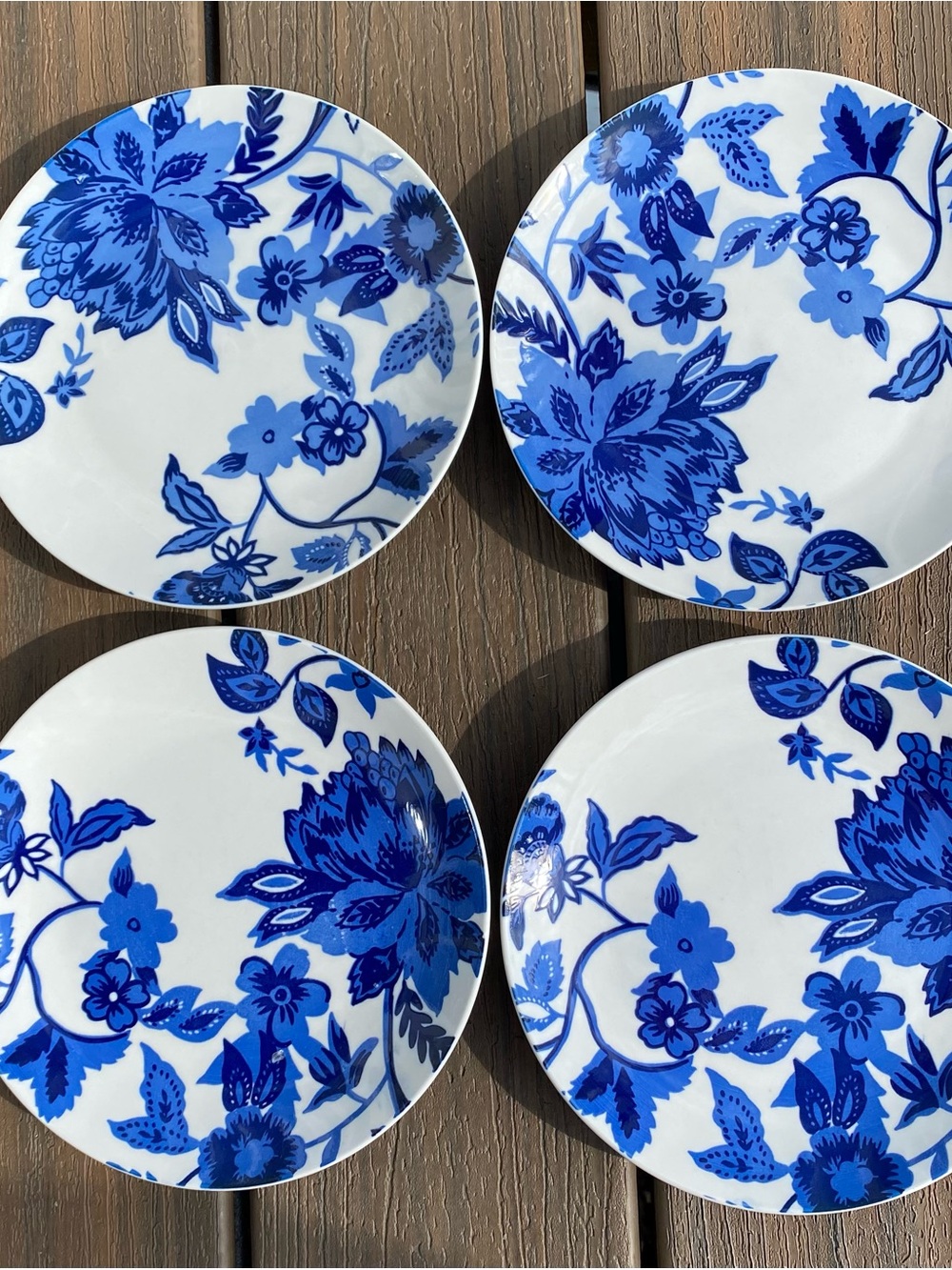 Royal Norfolk Blue and White Floral Ceramic Salad/Dessert/Buffet Plates Set of 4